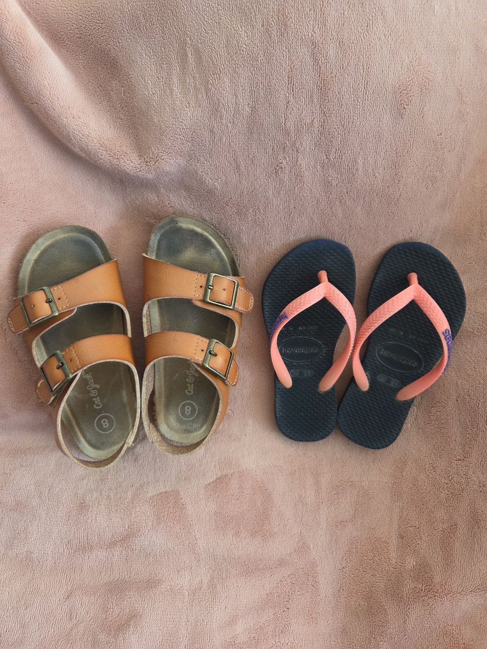 Havaianas Navy Flip-Flops & Tan Double-Buckle Sandals